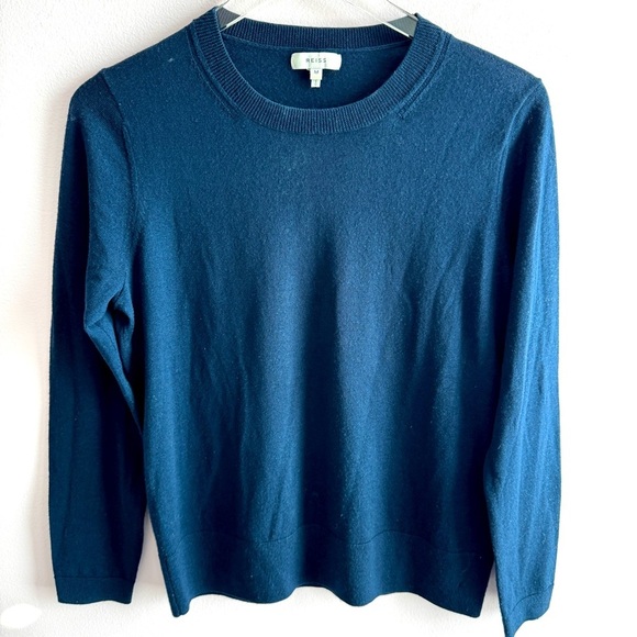 Reiss Wool Sweater size M thin lightweight knit navy blue - Picture 1 of 7